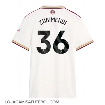 Camisa de Futebol Arsenal Martin Zubimendi #36 Equipamento Alternativo Mulheres 2025-26 Manga Curta Camisa de Futebol Arsenal Martin Zubimendi #36 Equipamento Alternativo Mulheres 2025-26 Manga Curta